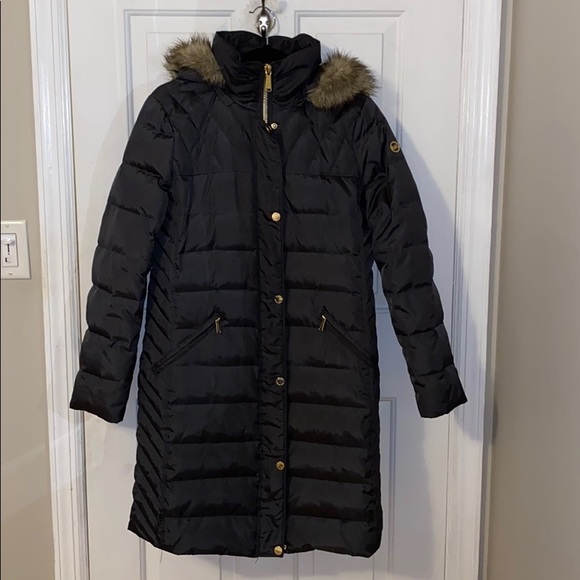 Michael Kors Faux Fir Trim Quilted Puffer Jacket